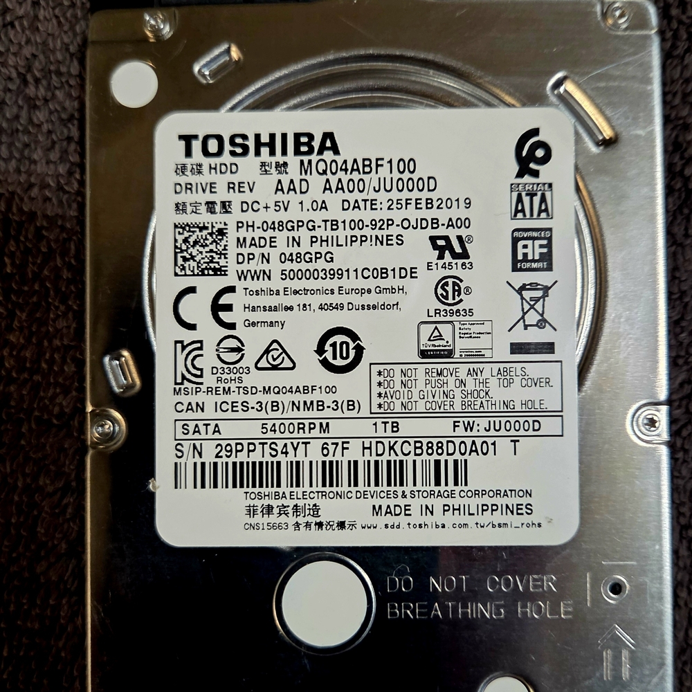 Toshiba Silver Internal Hard Drive